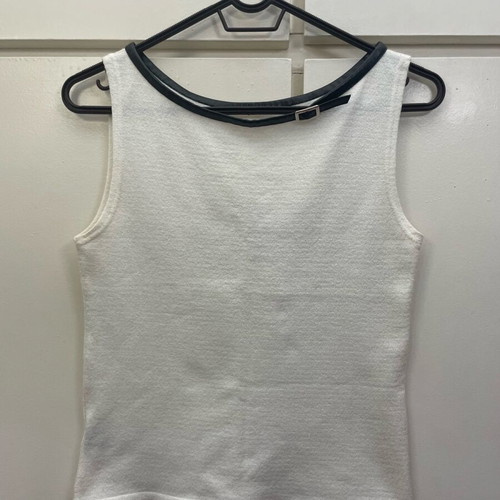 White top size S/M like new with leather detail on neckline