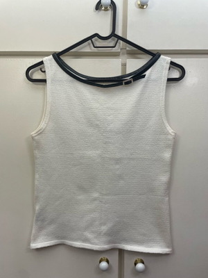White top size S/M like new with leather detail on neckline
