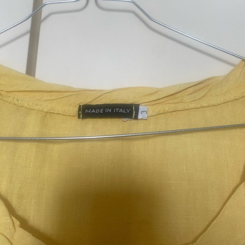 Linen dress used with pockets, yellow, size 3