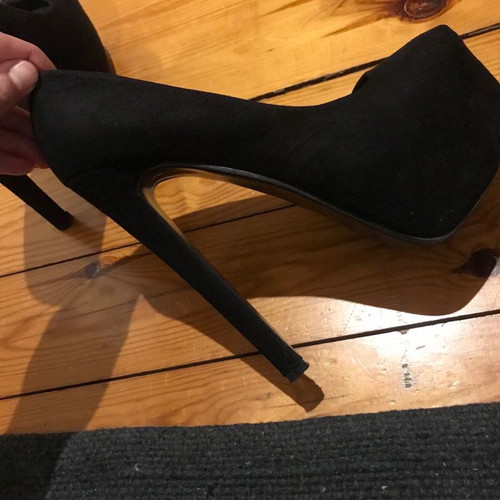 Suede high heels used, black, size 37