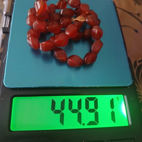 Carnelian necklace A quality with gold-plated clasp, 45 cm