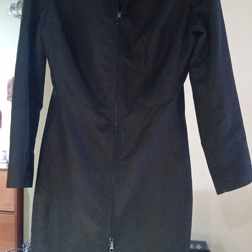 Trench coat used, size S, black, mid-length spring jacket