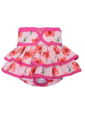 Lambada Girl dog period panties size Medium new, pink with roses