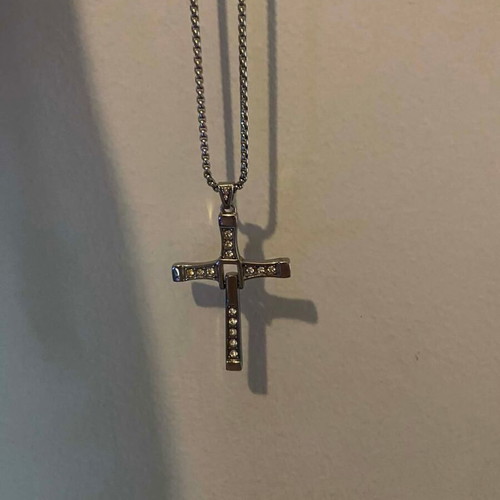 Men's cross necklace with stones stainless steel new, modern