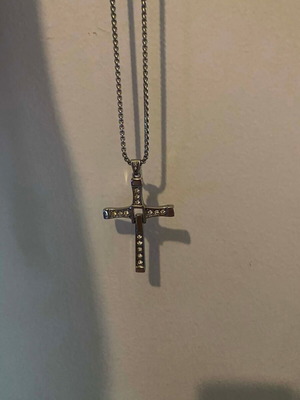Men's cross necklace with stones stainless steel new, modern