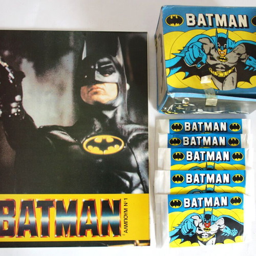 Batman 1989 empty Greek album and box with 100 sealed packets new