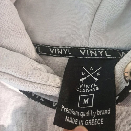 Vinyl sweatshirt M gray black like new with fleece lining