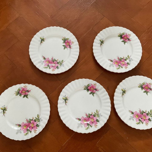 Royal Albert prairie rose cake plates like new, pack of 5
