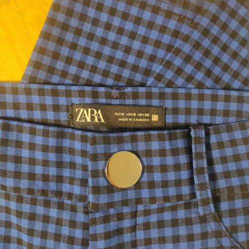 Zara checked pants small like new, black and blue
