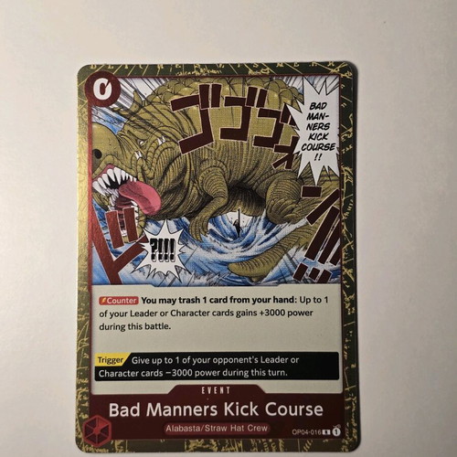 Bad Manners Kick Course One Piece card game OP04-016 like new, rare