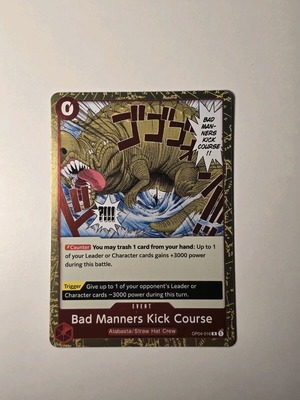 Bad Manners Kick Course One Piece card game OP04-016 like new, rare