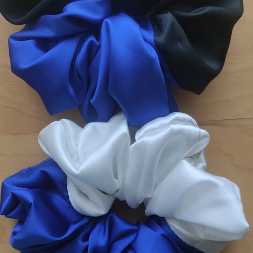 Handmade satin XL scrunchies two-tone, Greek craftsmanship