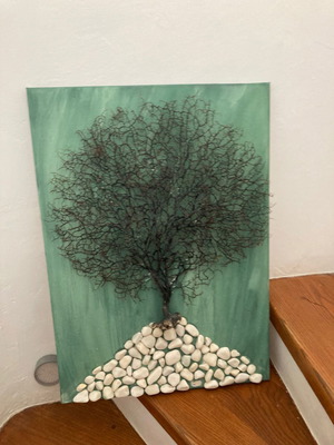Πίνακας με δένδρο και βότσαλα καινούργιος, 50x70 εκατοστά