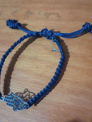 Handmade Hamsa hand bracelet blue and silver made to order