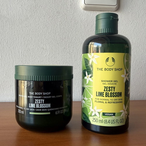 The Body Shop Zesty Lime Blossom body yogurt and shower gel set