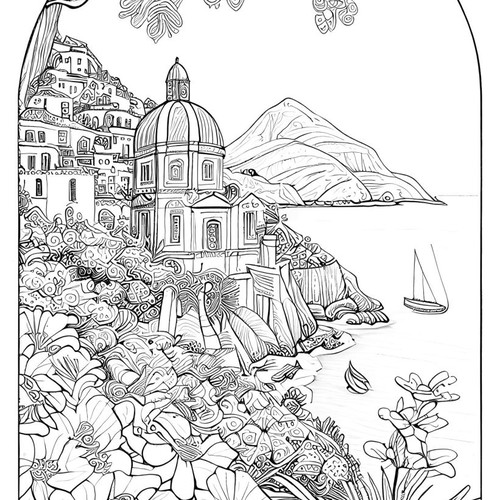 Italy Travel adult coloring book, 75 pages, made to order