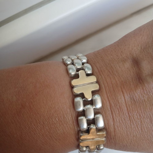 925 silver and 585 gold bracelet, 18 cm, 32 g, Follei Folli