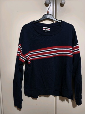 Women's long-sleeve blouse medium like new, blue with red and white stripes