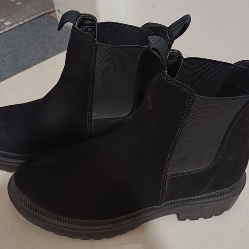 Marks & Spencer Faux Suede Chelsea Cleated Flatform Sole Ankle Boots, black, size 40