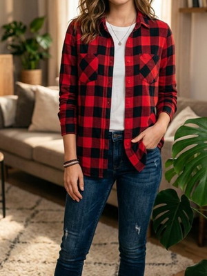 Urban Classics classic check shirt like new, red and black