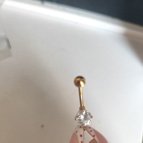 Navel piercing in gold color like new with rhinestone