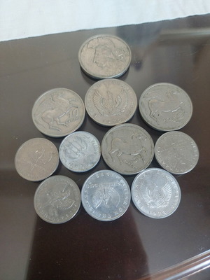 Drachma coins used, set of 11 Pegasus, Perikefaleia & Phoenix 1967-1973