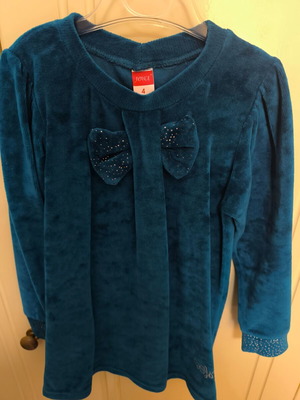Joyce velvet dress for 4 years old, new, blue and green