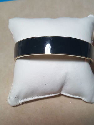Loisir stainless steel bracelet with black enamel and gold finish new