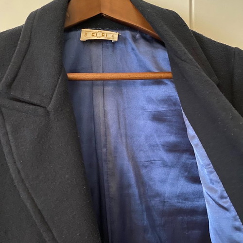 Blue coat used with gray details, size S