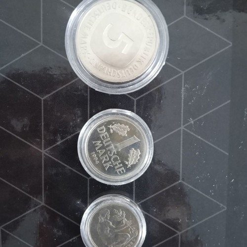 German Mark coins used, set of three