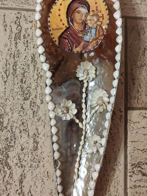 Decorative composition panel with icon painting new, handmade