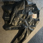 Black biker jacket synthetic leather