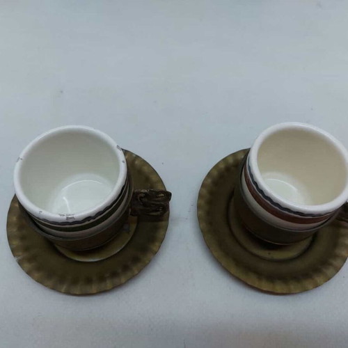 Set of 2 vintage collectible brass coffee cups used from Turkey