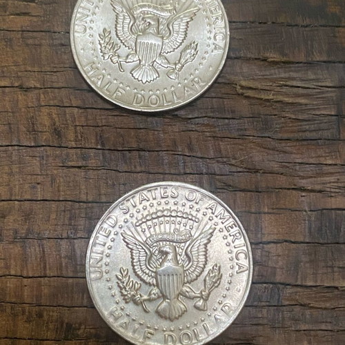 Half Dollar coins used, set of 6 with Kennedy, silver from 1964 and 1968