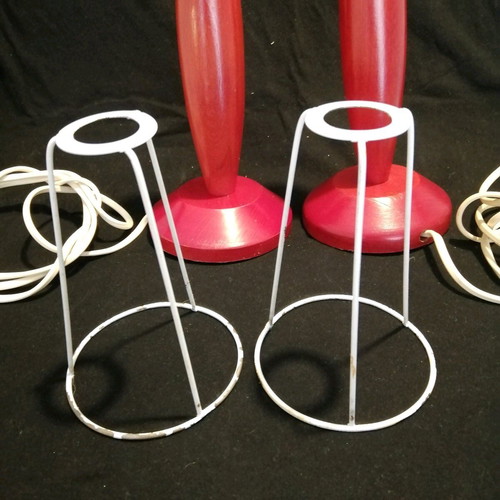Wooden red table lamps for bulb, like new