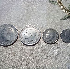 4  Eλληνικα  1966- 68  (  10 δρχ,  5δρχ ,  1 δρχ , 50 λ) νομισματα , ΕΛΛΑΔΑ