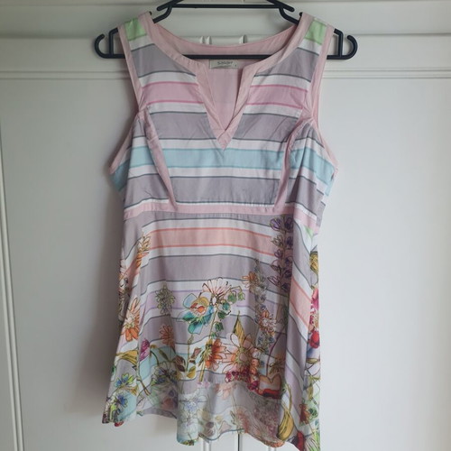 Sarah Lawrence floral blouse refurbished, size S, multicolor