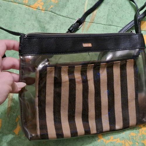 Transparent Bag with Pouch Parfois like new, black and white