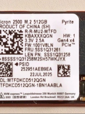 Micron 2500 512GB M.2 NVMe SSD like new