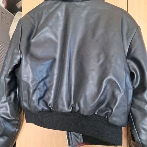 Vintage 1970s biker style jacket like new, faux leather, black