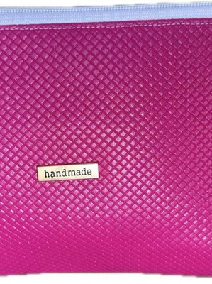Handmade waterproof PVC toiletry bag 20x32 pink fuchsia