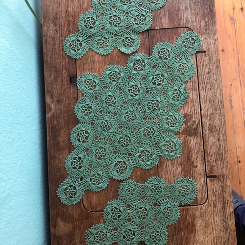 Handmade needle embroidery table set like new, 3 pieces