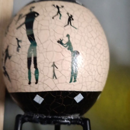 Ostrich egg painted used with figures