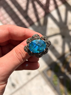 Silver gold ring 9k/925 used, size 18/58