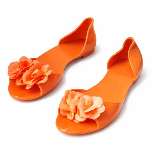 Rubber ballerinas size 37 like new, orange with flower detail