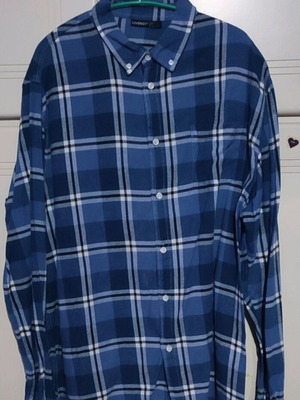 Blue Checkered Black and White Shirt used, size XXL