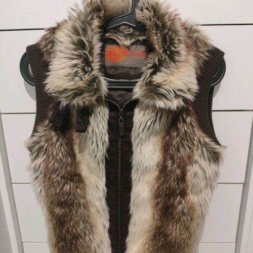Fur vest like new, artificial fur, brown, size S
