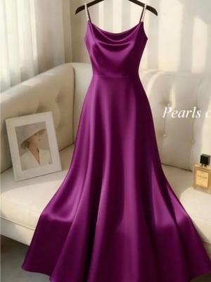 Maxi dress like new with pearl straps, pink