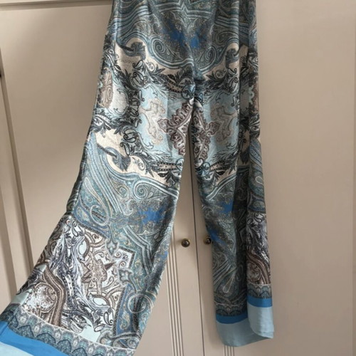 Anna Riska women's printed pants used, white and blue, XS