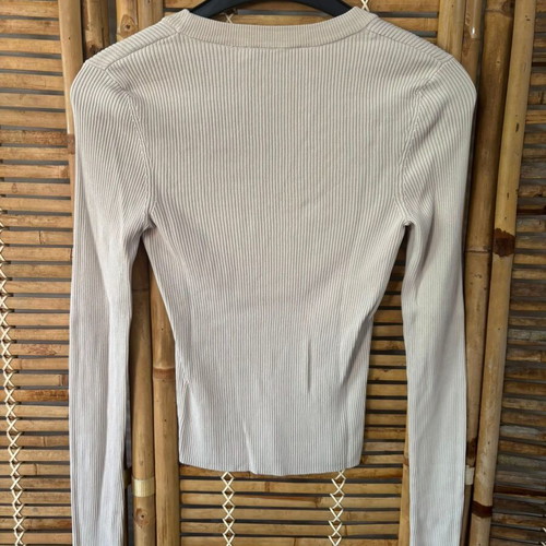Zara Beige Ribbed Long Sleeve Top Size S like new
